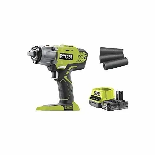 Ryobi R18IW3-120S Boulonneuse à chocs sans fil 18V ONE+, couple 400 Nm, 3 vitesses, variateur, batterie 2 Ah Li-Ion ONE+, chargeur et sac