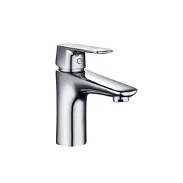 Edouard Rousseau Mitigeur de Lavabo DUNEDIN Chromé avec Bec Fixe, Aérateur Économiseur d'Eau, Cartouche Céramique et Flexible Inox - 47x45 mm