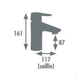 Edouard Rousseau Mitigeur de Lavabo DUNEDIN Chromé avec Bec Fixe, Aérateur Économiseur d'Eau, Cartouche Céramique et Flexible Inox - 47x45 mm