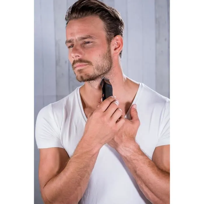 Wahl Groomsman Tondeuse à Barbe 3,5 V Rechargeable avec 6 Sabots de Coupe, Guide 6 Positions, Autonomie 60 min, Gris