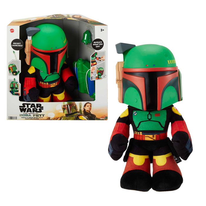 Mattel Peluche Boba Fett Star Wars HHW55 avec Lance-Roquettes et Changeur de Voix, Environ 30 cm Mattel Peluche Boba Fett Star Wars HHW55 avec Lance-Roquettes et Changeur de Voix, Environ 30 cm