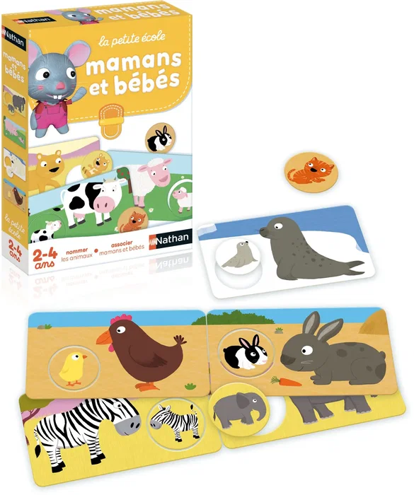 Nathan La Petite Ecole - Jeu d'association éducatif Mamans et Bébés Animaux, découverte des relations et habitats, pour enfant dès 3 ans