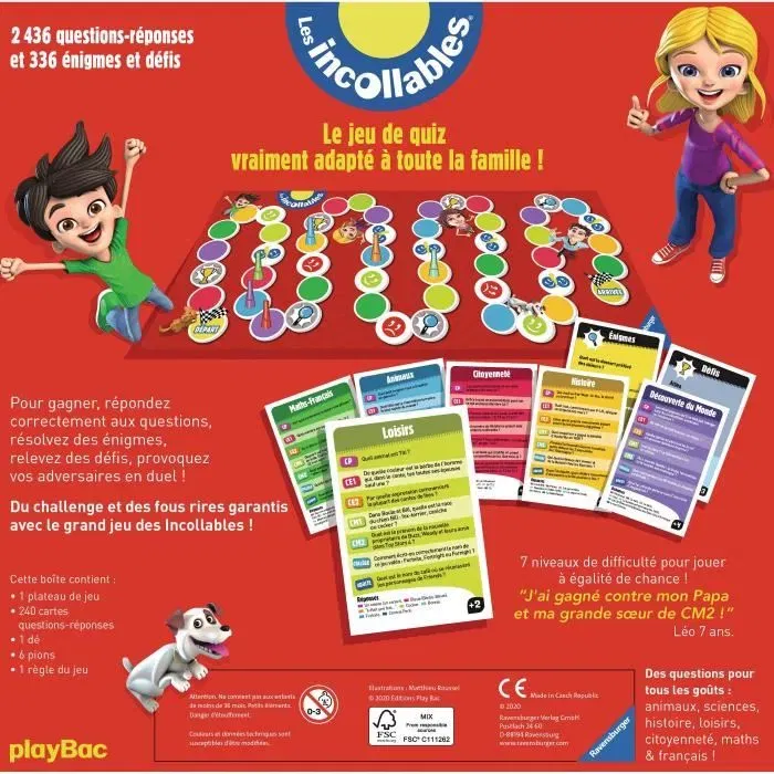 Ravensburger Jeu de Société Les Incollables - Le Grand Jeu Familial de Questions-Réponses - 7 Niveaux de Difficulté - À Partir de 6 Ans