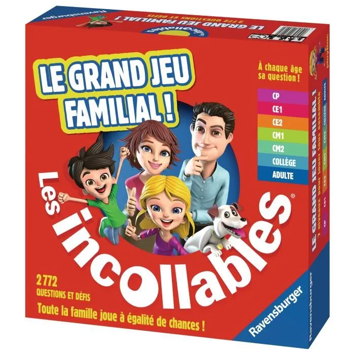 Ravensburger Jeu de Société Les Incollables - Le Grand Jeu Familial de Questions-Réponses - 7 Niveaux de Difficulté - À Partir de 6 Ans