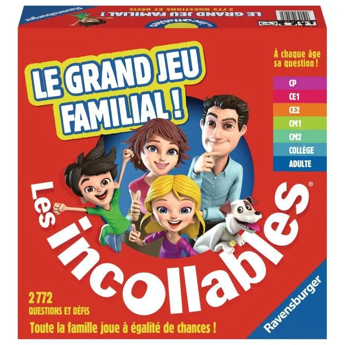 Ravensburger Jeu de Société Les Incollables - Le Grand Jeu Familial de Questions-Réponses - 7 Niveaux de Difficulté - À Partir de 6 Ans