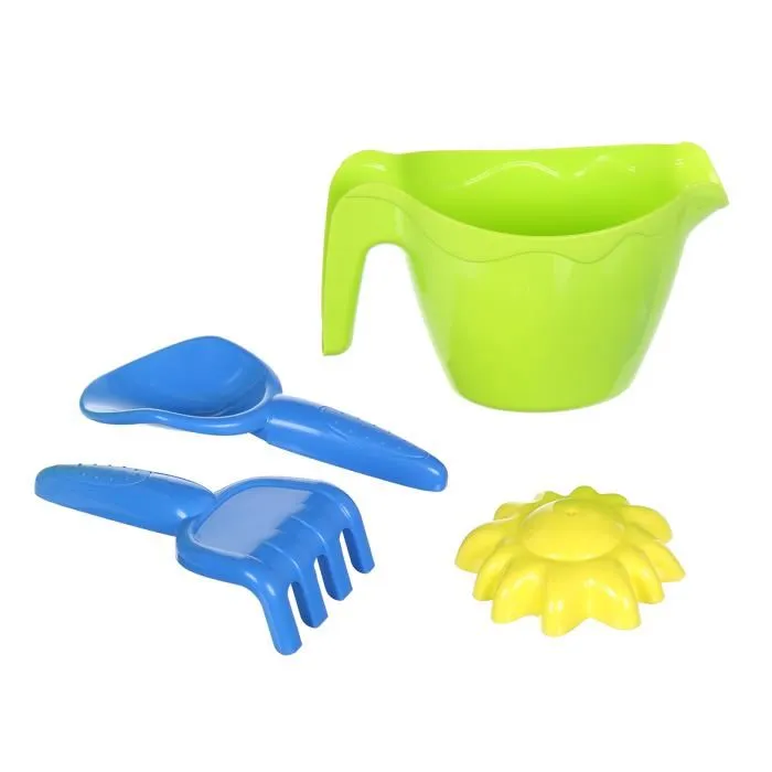 Ecoiffier - Camion de plage avec accessoires (33 cm) - Benne basculante, pelle, râteau, arrosoir et 2 moules à sable - Jouet pour enfants dès 18 mois - Fabriqué en France