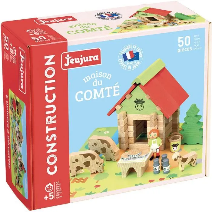Jeujura Jeu de Construction en Bois 50 Pièces - La Maison du Comte - avec Tapis et Accessoires, Multicolore, pour Enfants dès 5 Ans Jeujura Jeu de Construction en Bois 50 Pièces - La Maison du Comte - avec Tapis et Accessoires, Multicolore, pour Enfants dès 5 Ans