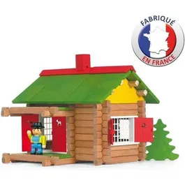 Jeujura - Mon Chalet en Bois, Jeu de Construction 100 Pièces en Bois Naturel pour Enfants à Partir de 5 Ans