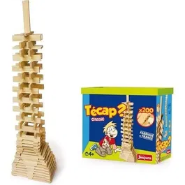 Jeujura Jeu de Construction TECAP Classic 200 Planchettes en Bois Naturel, 200 Pièces, À Partir de 3 Ans