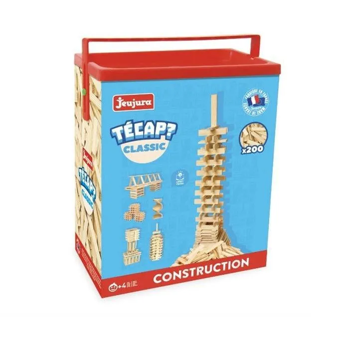 Jeujura Jeu de Construction TECAP Classic 200 Planchettes en Bois Naturel, 200 Pièces, À Partir de 3 Ans Jeujura Jeu de Construction TECAP Classic 200 Planchettes en Bois Naturel, 200 Pièces, À Partir de 3 Ans