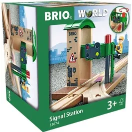Brio World 33674 - Station de contrôle et d'aiguillage pour circuit de train en bois - Accessoire avec personnage articulé - Jouet pour enfant dès 3 ans