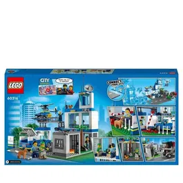 LEGO 60316 Commissariat de Police de la Ville, Voiture Jouet, Camion Poubelle et Hélicoptère Enfants +6 Ans, Set Aventures