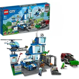 Lego 60316 Commissariat de Police City - Jouet de Construction avec Hélicoptère, Voiture de Police, Camion Poubelle et Figurines dont un Chien