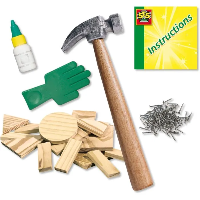 Ses Creative Atelier de menuiserie Hobby Blue - Coffret bricolage créatif pour enfants 5 ans et plus - Développe l'imagination et la motricité fine