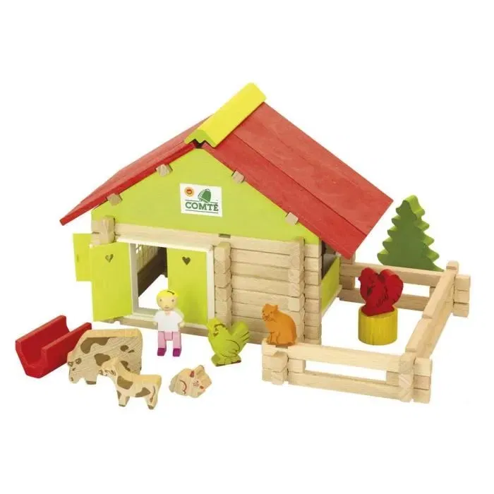 Jeujura Jeu de construction ferme avec animaux en bois, 100 pièces, valisette, à partir de 5 ans Jeujura Jeu de construction ferme avec animaux en bois, 100 pièces, valisette, à partir de 5 ans