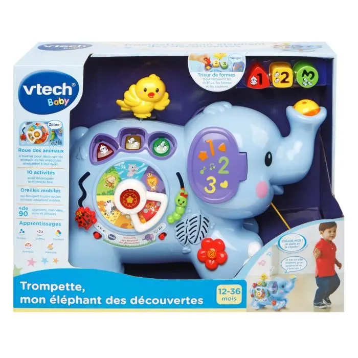 VTech Baby Trompette Mon Éléphant des Découvertes Jouet Évolutif avec Sons et Mouvements