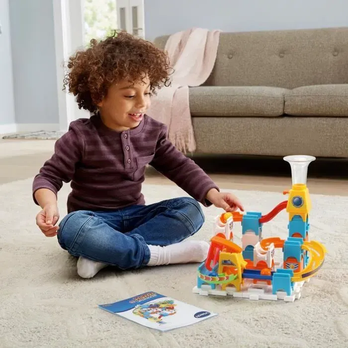 VTech - Circuit à billes Marble Rush Discovery Set XS100 - Jeu de construction avec 30 pièces et 3 billes incluses - Pour enfant de 4 ans et plus - Version française