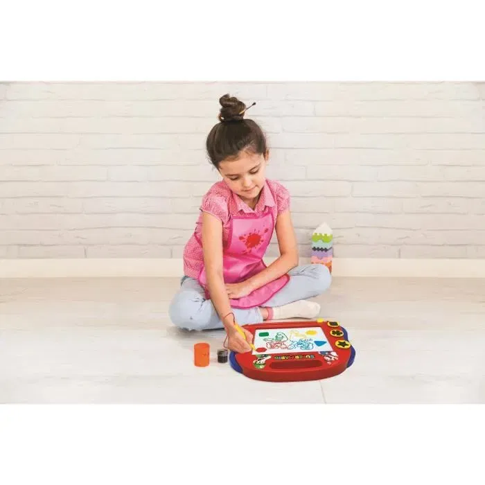 Lexibook Ardoise magique Super Mario A5 avec stylo et 3 tampons magnétiques - Dessin et écriture effaçable pour enfants à partir de 3 ans