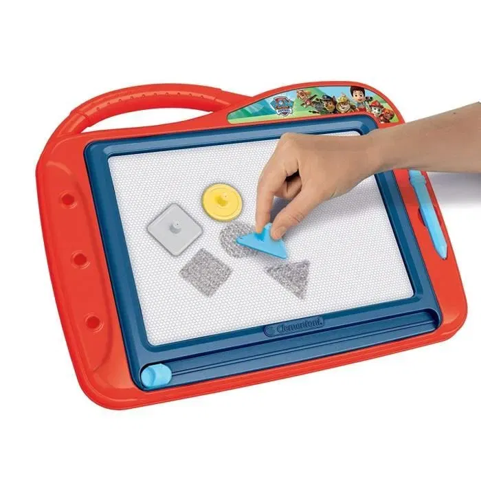 Clementoni - Ardoise Magique Pat'Patrouille avec Stylo et Tampons - Version Rouge - Ardoise à Dessin Effaçable avec Poignée de Transport - À Partir de 4 Ans