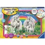 Ravensburger - Numéro d'Art Grand - Au pays des licornes - Kit peinture par numéros avec cadre, pinceau et 18 peintures - Puzzle créatif pour enfants à partir de 9 ans