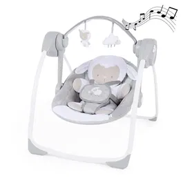 Ingenuity Balancelle électrique pliable pour bébé Comfort 2 Go Portable Swing - 6 vitesses, 12 mélodies, arche de jouets amovible Petit Mouton