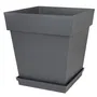 Eda - Soucoupe carrée 40 cm pour pot de fleurs Toscane 50 cm - Gris Anthracite - 40 x 40 x 5.9 cm