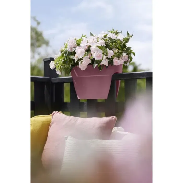 Elho Pot de fleurs balconnière Vibia Campana Flower Bridge, extérieur, L 26 * W 39 * H 22 cm, rose poussière, plastique recyclé