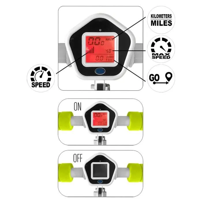 Skids Control Trottinette pliable - Compteur de vitesse, rétroéclairage, frein arrière - Plateau aluminium antidérapant, réglable - Bleu Skids Control Trottinette pliable - Compteur de vitesse, rétroéclairage, frein arrière - Plateau aluminium antidérapant, réglable - Bleu
