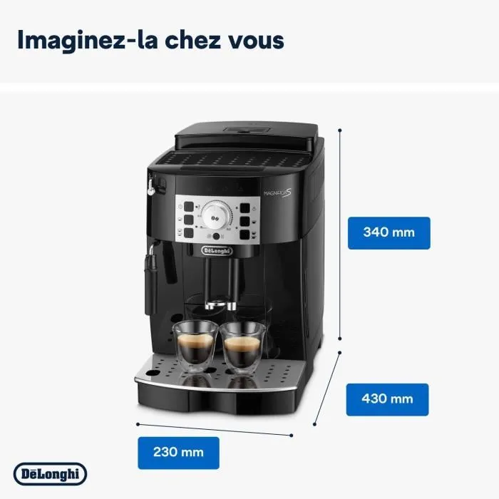 De'Longhi Magnifica S ECAM22.140.B - Machine expresso broyeur à grains - 4 recettes - Système Cappuccino - Préparation double - Noir