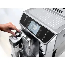 Delonghi PrimaDonna Elite ECAM650.55.MS - Machine à café expresso avec broyeur connectée, écran LCD 3,5 pouces, réservoir grains 400 g, eau 2 L, 8 recettes - Gris