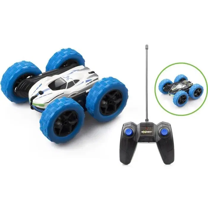 Exost Voiture Télécommandée New Storm pour Cascades, 15 cm, 8 km/h, 15 m de Portée, 2.4 GHz, Couleur Bleu ou Vert, Enfant 5 ans et Plus