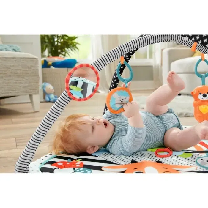 Fisher-Price Tapis d'activités sensoriel 3 en 1 bébé HBP41 - Jouet d'éveil multicolore dès la naissance