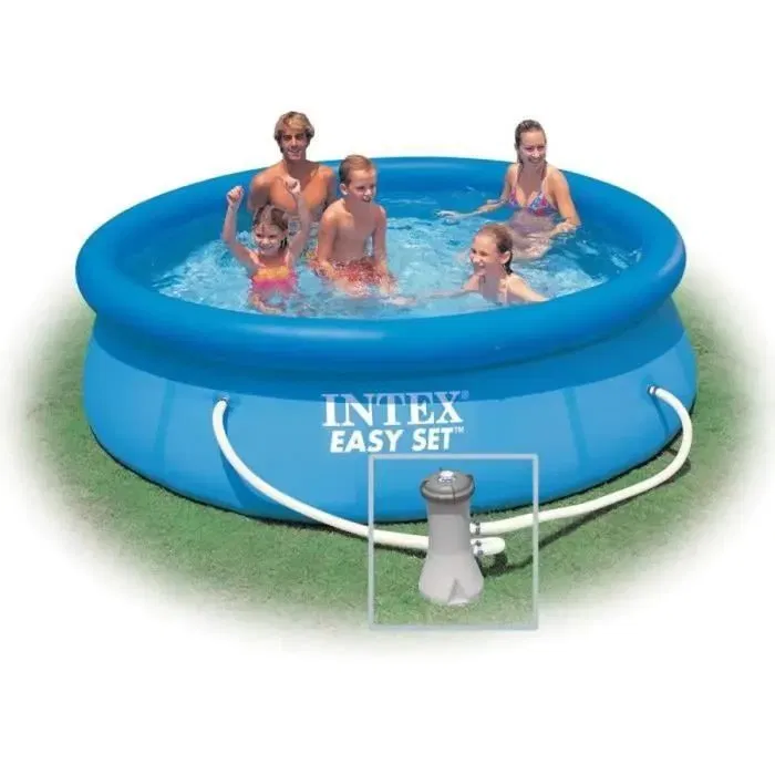 Intex 28122NP - Kit Piscine Hors Sol Autoportante Easy Set Ronde de 305 x 76 cm (Ø 3.5 m) avec Pompe et Filtre à Cartouche de 1.25 m³/h