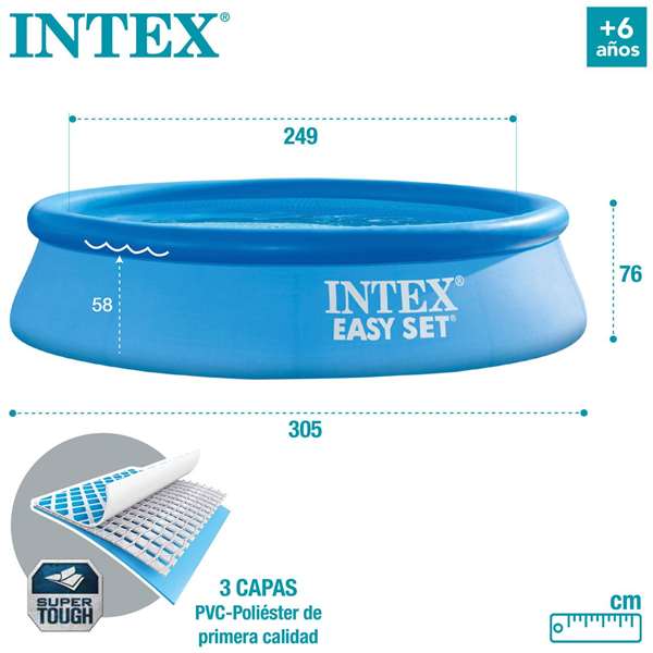 Intex - Piscine hors-sol Easy Set 305 x 76 cm avec pompe filtre 1250 l/h Intex - Piscine hors-sol Easy Set 305 x 76 cm avec pompe filtre 1250 l/h