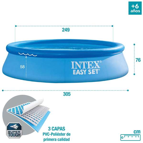 Intex - Piscine hors-sol Easy Set 305 x 76 cm avec pompe filtre 1250 l/h Intex - Piscine hors-sol Easy Set 305 x 76 cm avec pompe filtre 1250 l/h