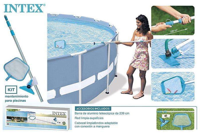 Intex Kit d'entretien de piscine avec manche télescopique de 239 cm Intex Kit d'entretien de piscine avec manche télescopique de 239 cm