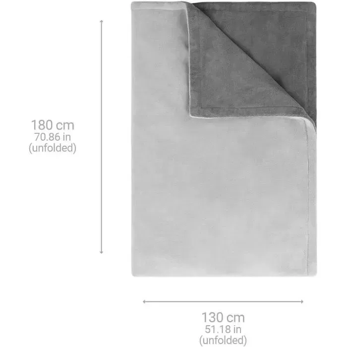 Medisana Couverture chauffante HDW - Format XL 180 x 130 cm - Ultra douce, réversible, lavable - 4 niveaux de température - Sécurité anti-surchauffe