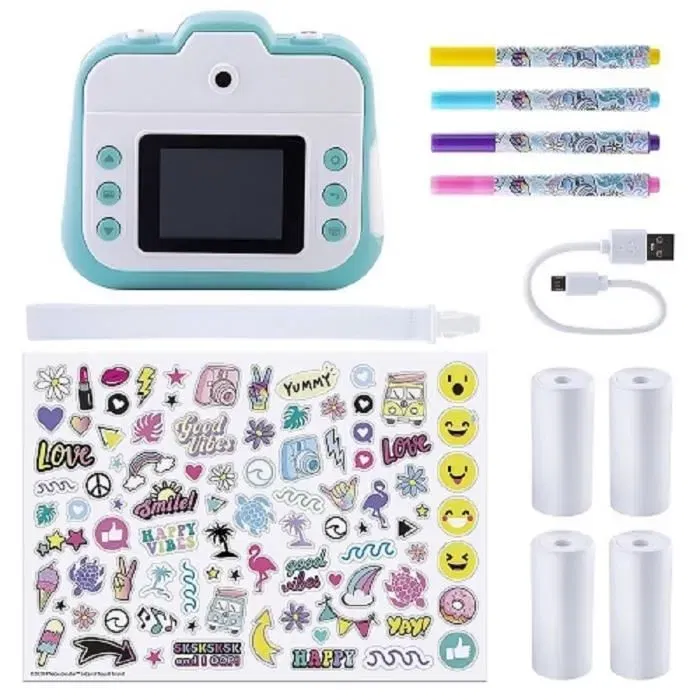 Appareil photo instantané 3 en 1 pour enfants Canal Toys CLK 001 - Bleu, impression sans encre par transfert thermique, 250+ photos, stickers et feutres inclus Appareil photo instantané 3 en 1 pour enfants Canal Toys CLK 001 - Bleu, impression sans encre par transfert thermique, 250+ photos, stickers et feutres inclus