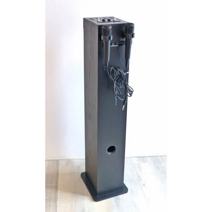 Inovalley HP49CD - Tour de son Bluetooth avec lecteur CD, fonction Karaoké, 100W, radio FM, port USB, entrée aux-in - Noir