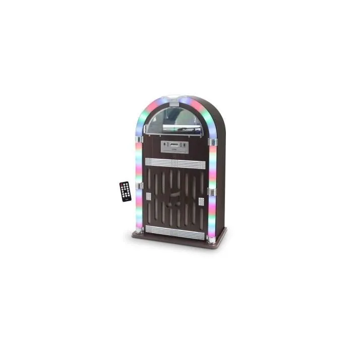 INOVALLEY RETRO32 JukeBox Vinyle / CD / FM / Bluetooth, Haut-parleurs 30W, Finition Bois