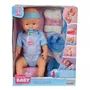 Silvertorn Poupée Nouveau-né Faisant Pipi et Mangeant 43 cm - Poupon Bleu avec Accessoires : Biberon, Tétine, Couche, Vaisselle