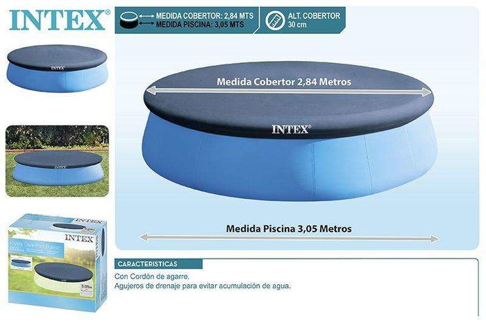 Intex - Couverture de piscine ronde Easy Set 305 cm, pour piscine hors-sol, PVC et PE