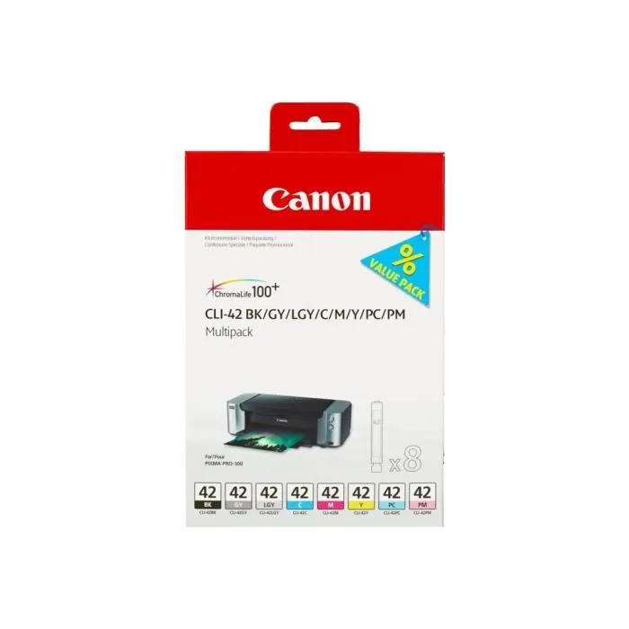 Canon 6384B010 Cartouche d'encre multipack CLI-42 noir, cyan, magenta, jaune, cyan clair, magenta clair, gris