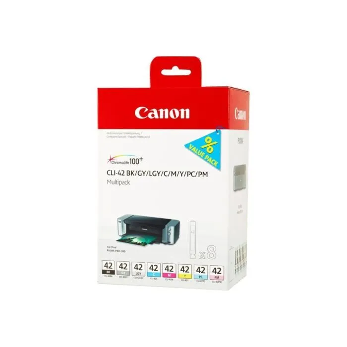 Canon 6384B010 Cartouche d'encre multipack CLI-42 noir, cyan, magenta, jaune, cyan clair, magenta clair, gris