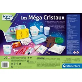 Clementoni Science & Jeu - Les méga cristaux - Coffret création de cristaux translucides, colorés, fluorescents et phosphorescents - Fabriqué en Italie