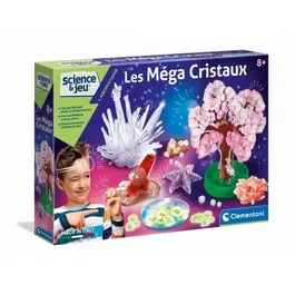 Clementoni Science & Jeu - Les méga cristaux - Coffret création de cristaux translucides, colorés, fluorescents et phosphorescents - Fabriqué en Italie