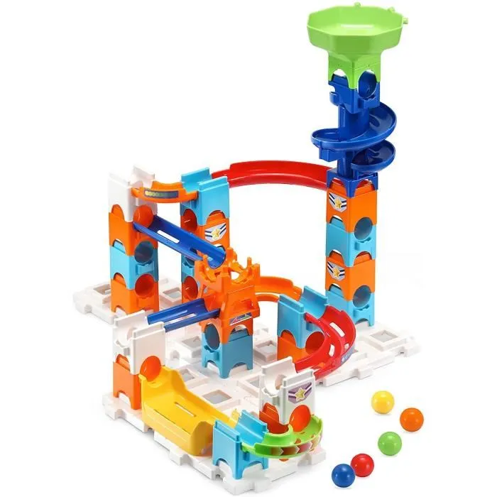 VTECH Marble Rush - Adventure Set S100 - Circuit à billes avec 61 pièces, 5 billes et lanceur vertical - Jeu de construction enfant 4 ans et plus
