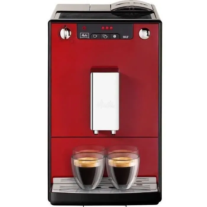 Melitta Solo Machine à Café Expresso Automatique avec Broyeur à Grains - Rouge Chili - Débit verseur ajustable, Pré-infusion, Nettoyage automatique