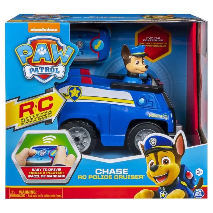 Paw Patrol - Véhicule Radiocommandé Chase - Voiture Télécommandée 2.4 GHz - Télécommande Adaptée aux Petites Mains - Jouet Enfant à Partir de 3 Ans