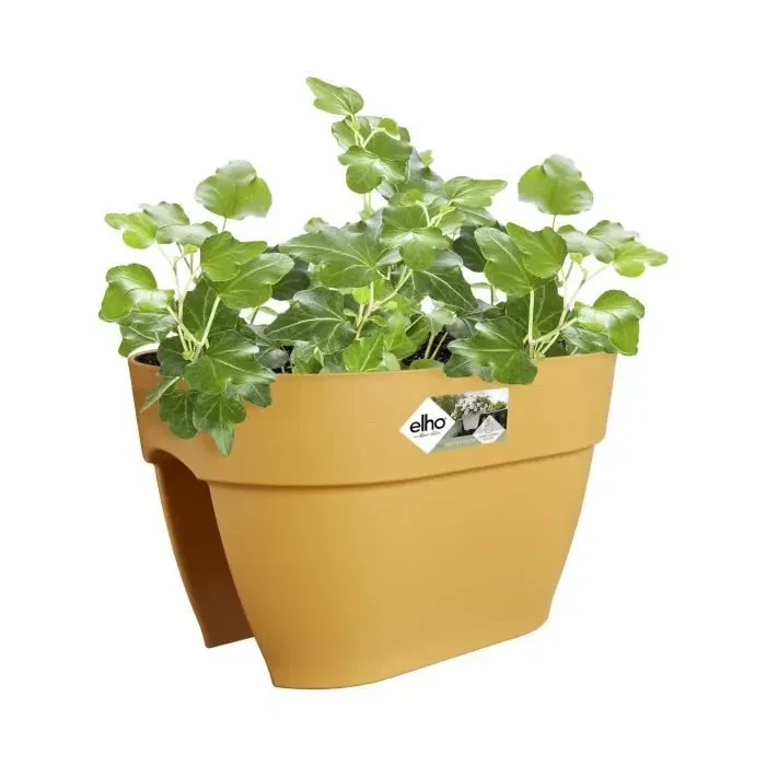 Elho Balconnière Vibia Campana Flower Bridge 40 - 10L, 26x39x22cm - Jaune Miel - Bac à fleurs extérieur en plastique avec trop-plein